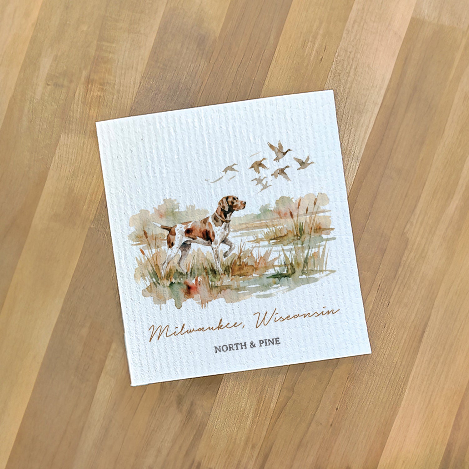 Pointer Marsh Scene - Custom Swedish Dish Cloth