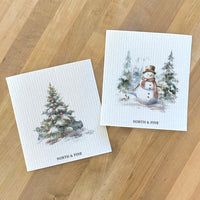 Forest Christmas Tree, Snowman 2pk - Swedish Dish Cloth