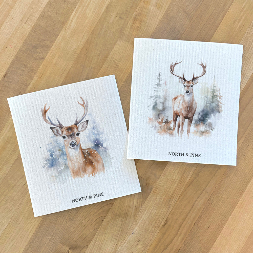 Winter Buck, Scene - 2pk Swedish Dish Cloth