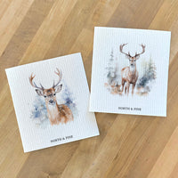 Winter Buck, Scene 2pk - Swedish Dish Cloth