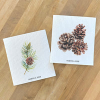 Pine Branches, Pinecones 2pk - Swedish Dish Cloth