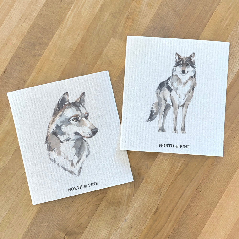 Watercolor Wolves - 2pk Swedish Dish Cloth