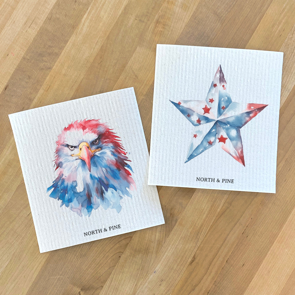 Patriotic Star and Eagle - 2pk Swedish Dish Cloth