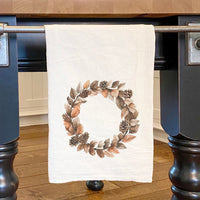 Pinecone Wreath - Autumn Cotton Tea Towel