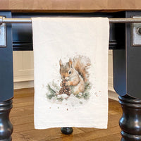 Pinecone Squirrel - Customizable Cotton Tea Towel