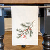 Rustic Frosted Pine and Berry - Customizable Cotton Tea Towel