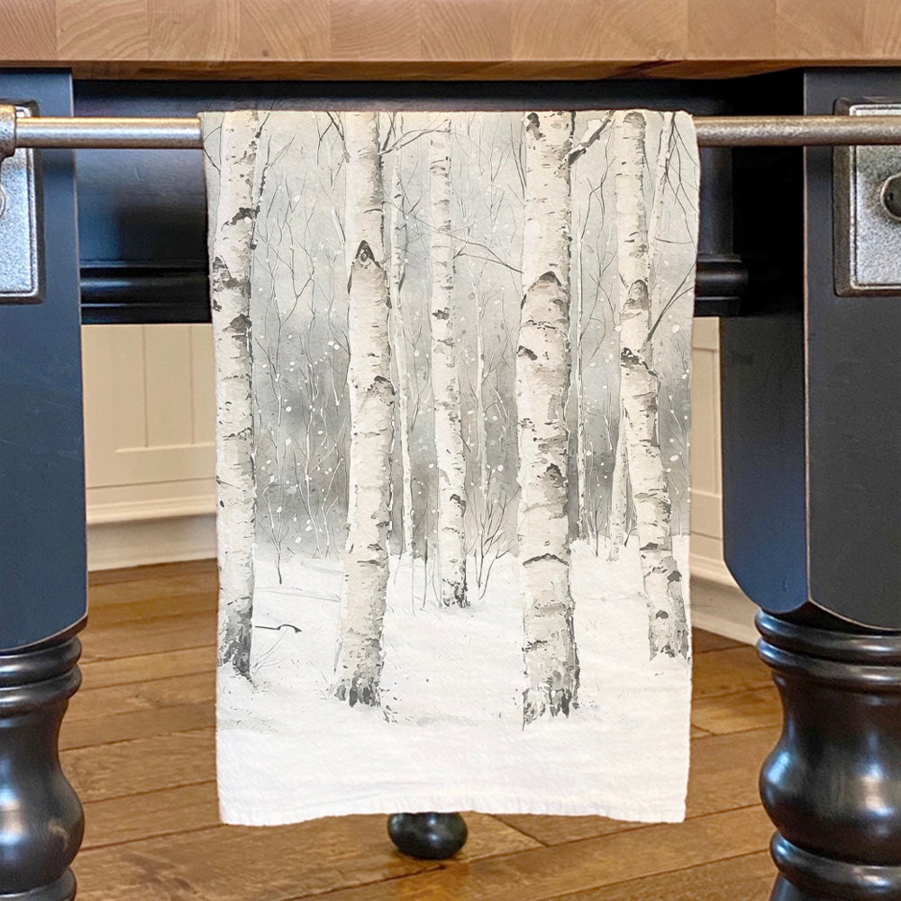 Winter Birch Trees - Cotton Tea Towel