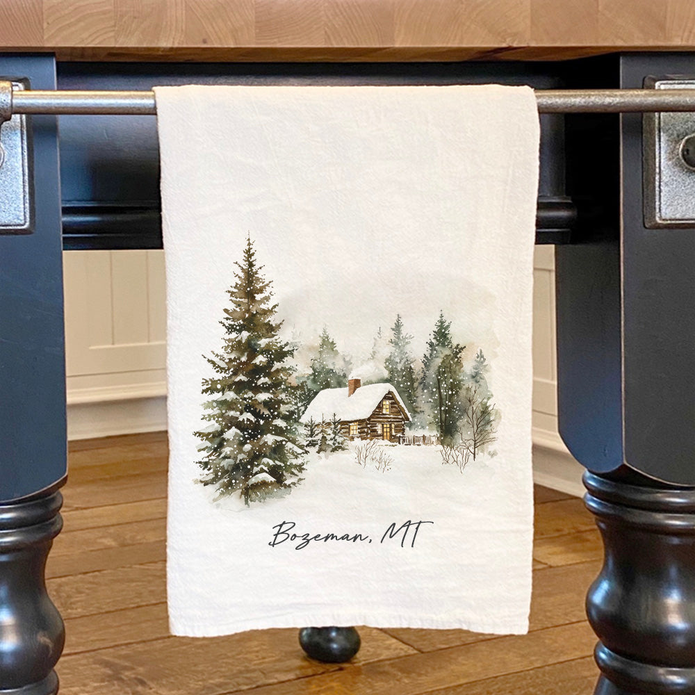 Winter Retreat - Custom Cotton Tea Towel
