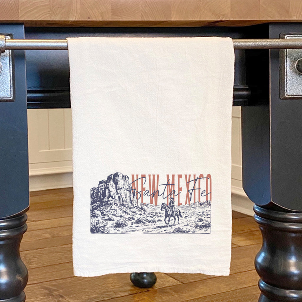 Sketched Cowboy Riding Horse - Custom Cotton Tea Towel