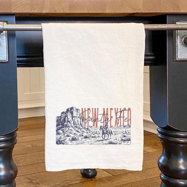 Sketched Cowboy Riding Horse - Custom Cotton Tea Towel