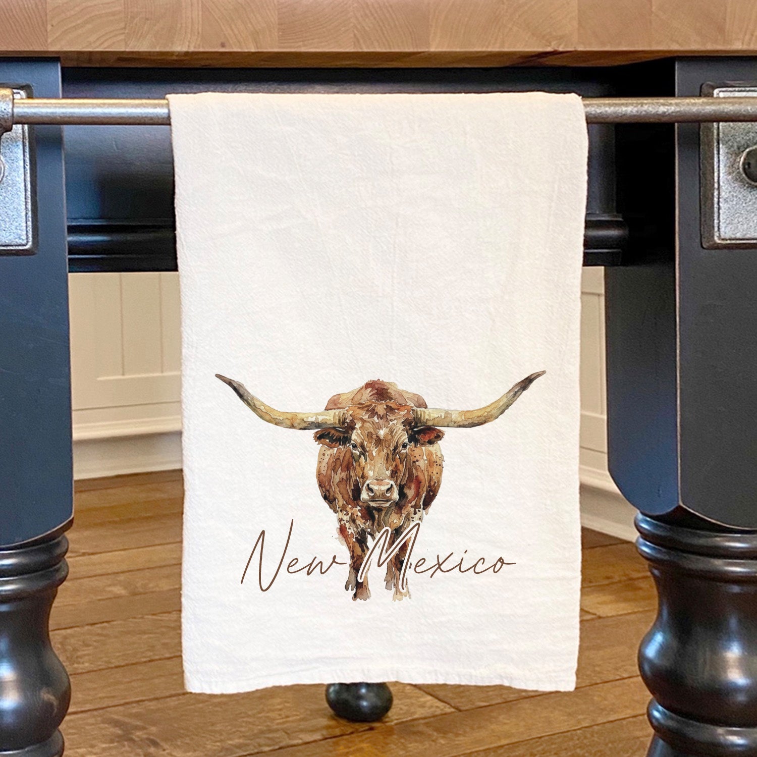 Longhorn with State - Custom Cotton Tea Towel