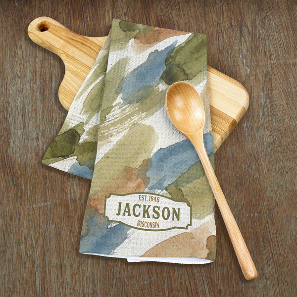 Watercolor Camoflauge - Custom Waffle Weave Towel