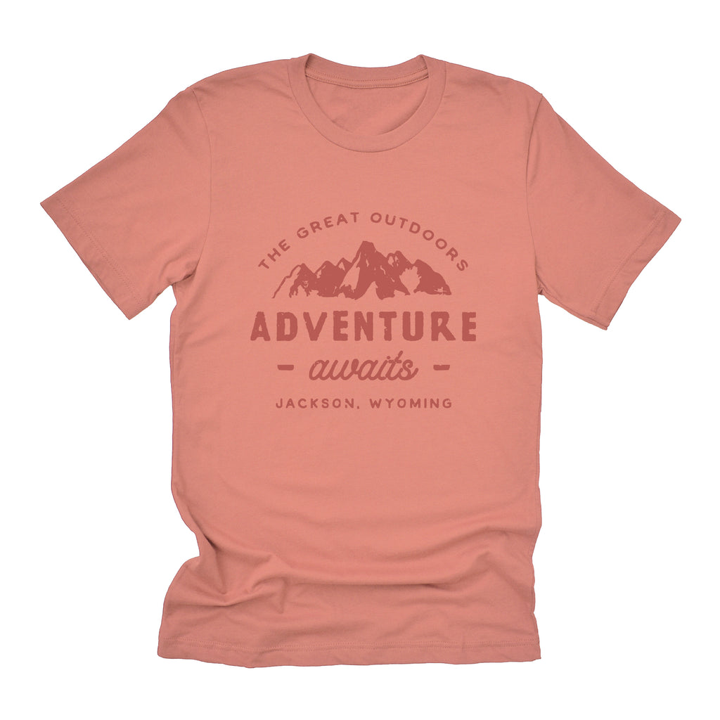 Adventure Awaits w/ City, State - Custom Duo-Tone T-Shirt