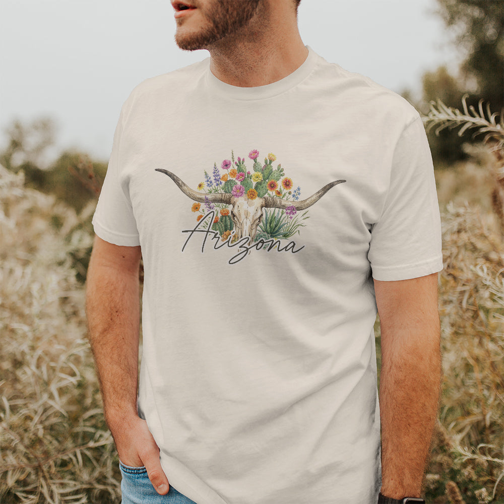 Longhorn Skull & Botanicals - Custom T-Shirt