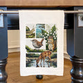 Spring Wildlife Collage - Oil Paint - Cotton Tea Towel