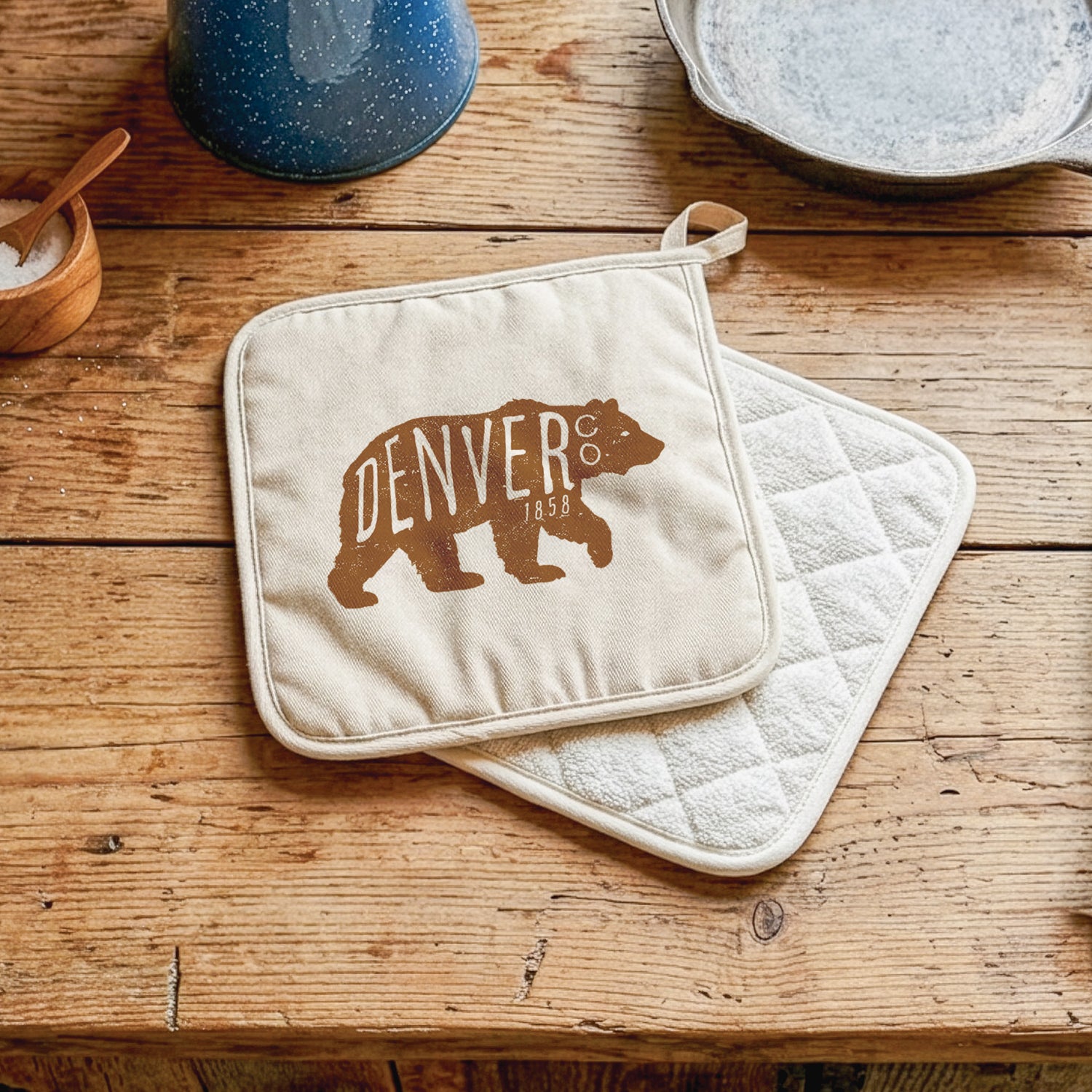 Vintage Bear Logomark - Custom Cotton Pot Holder