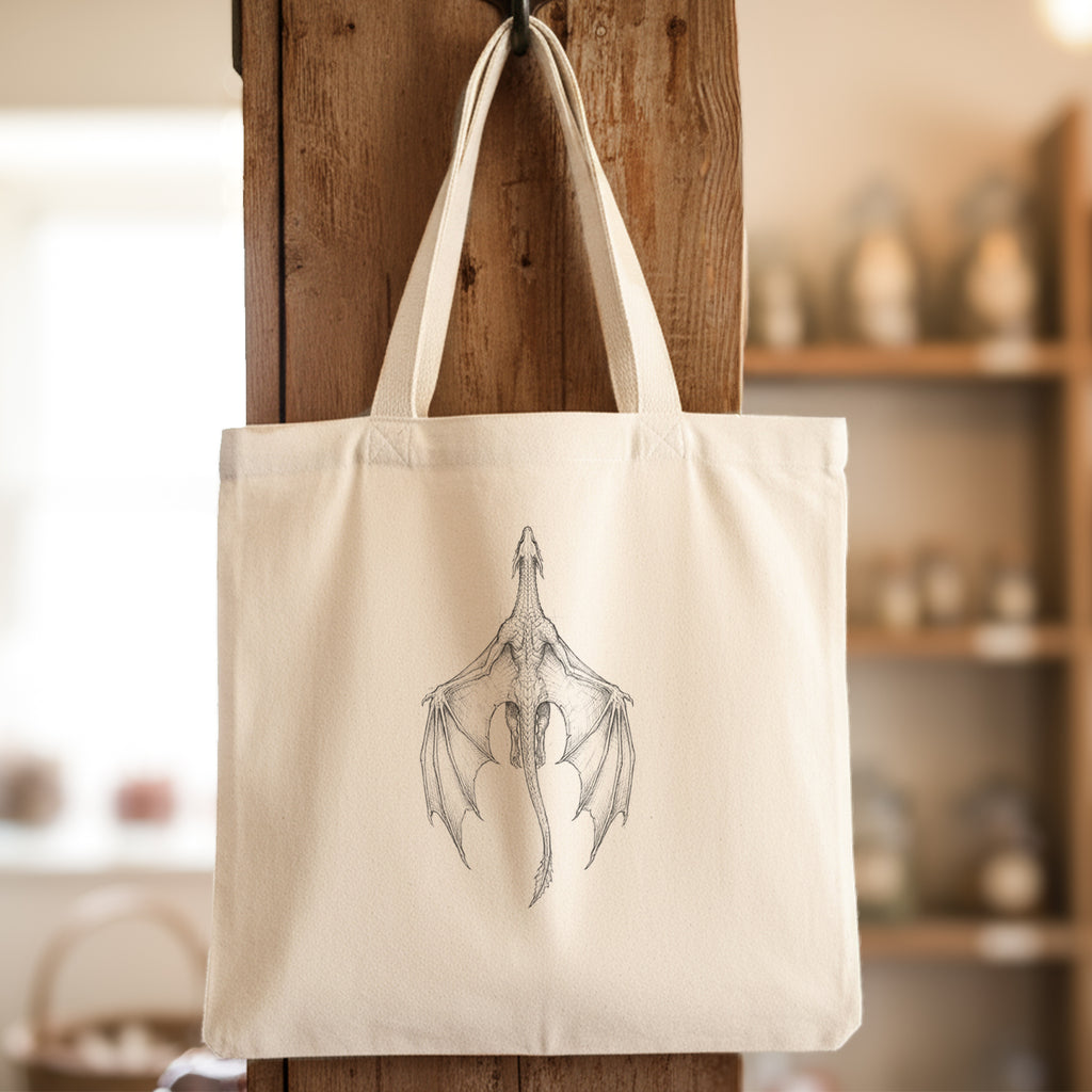 Fantasy Dragon Pencil Illustration - Canvas Tote Bag
