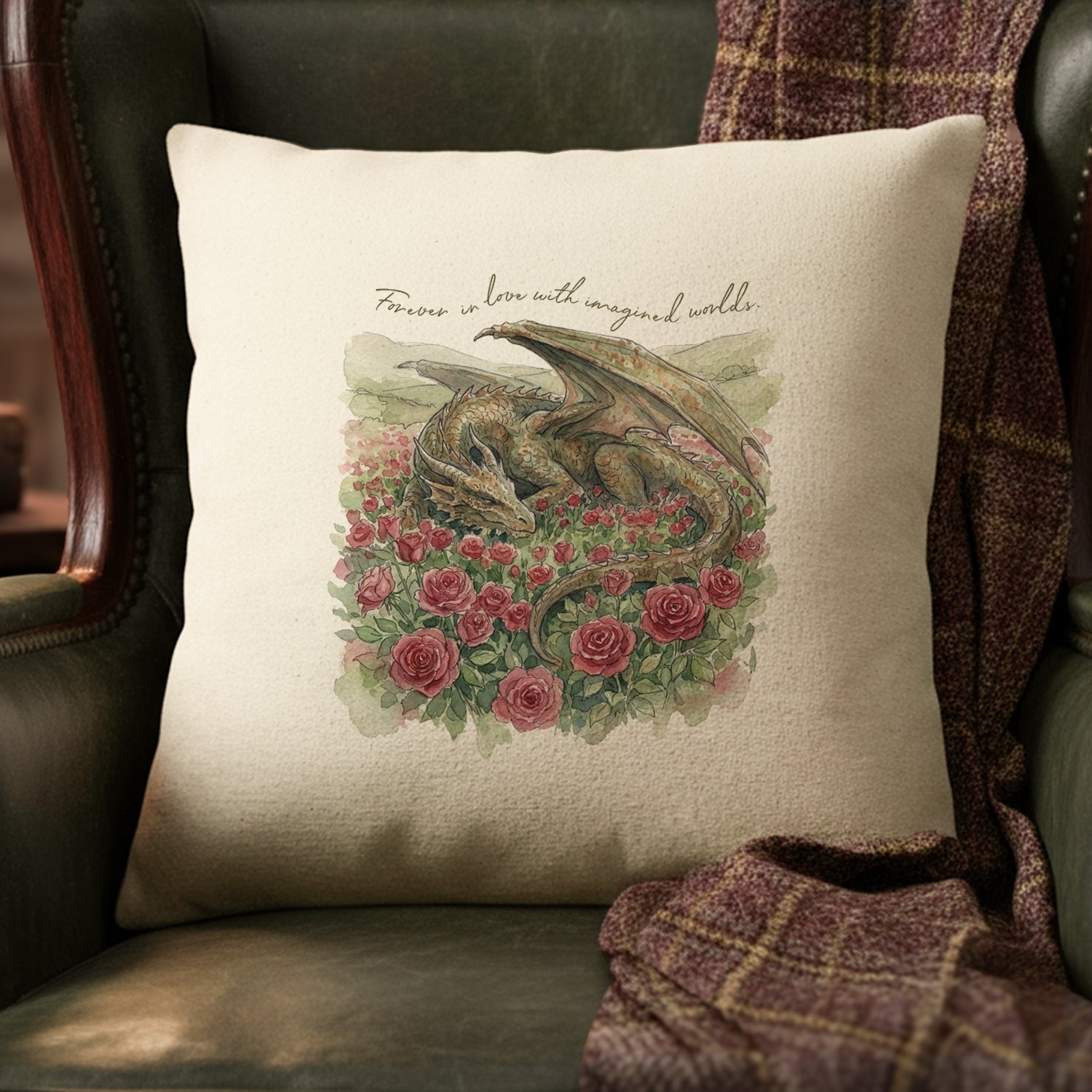 Forever in Love with Imagined Worlds - Square Canvas Pillow