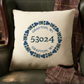 Botanical Wreath Zipcode Stamp - Custom Square Canvas Pillow
