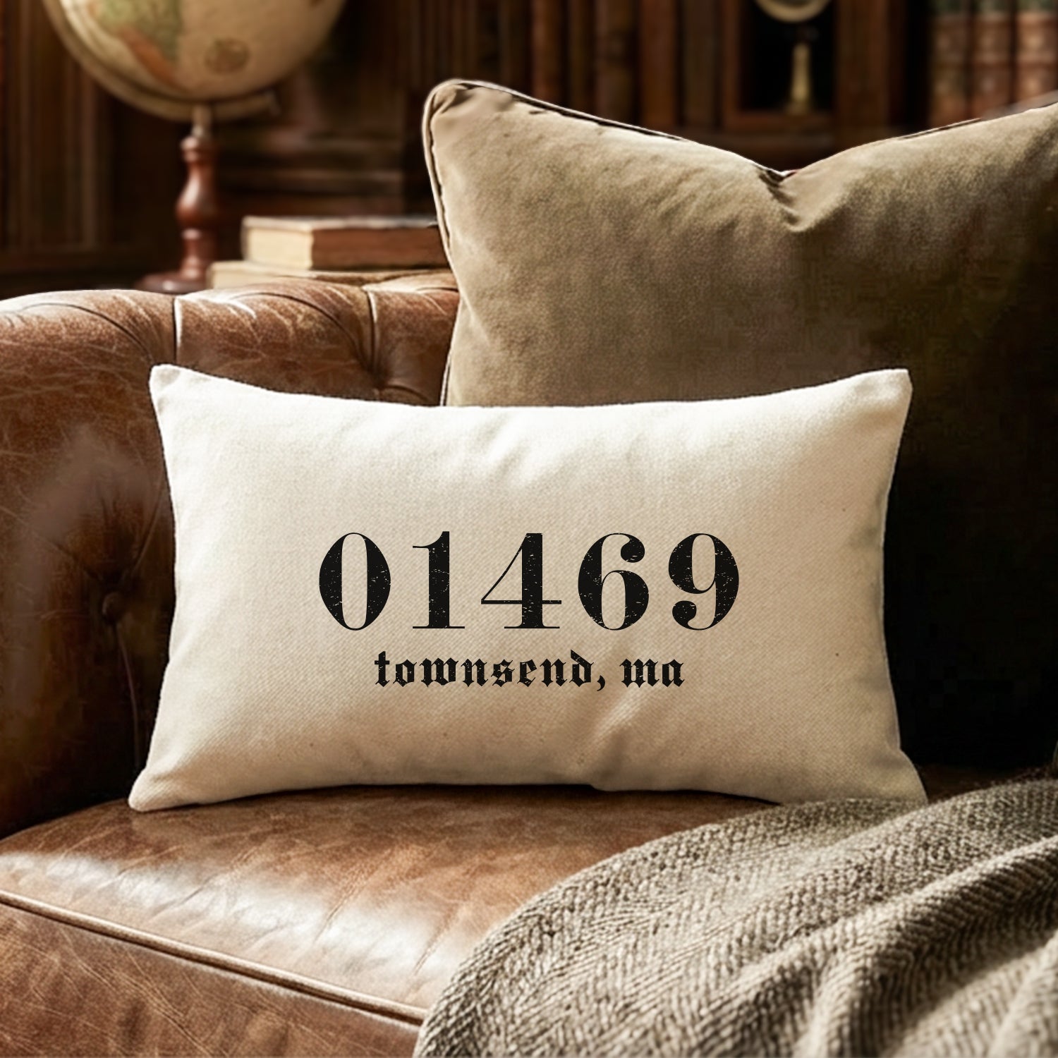 Vintage Blackletter Zipcode - Custom Rectangular Canvas Pillow