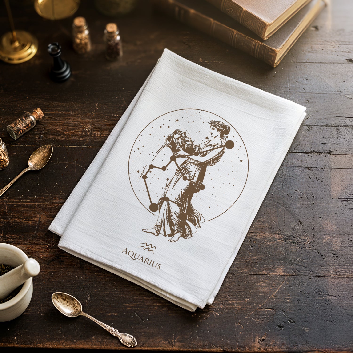 Vintage Zodiac Constellations - Cotton Tea Towel