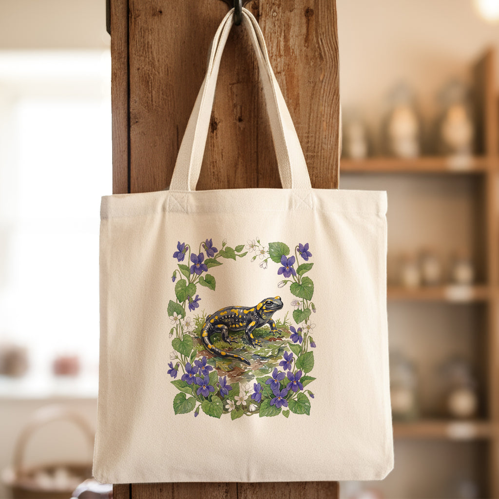 Salamander & Violets - Canvas Tote Bag