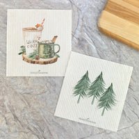 Warm Drinks, Three Trees 2 pk - Swedish Dish Cloth