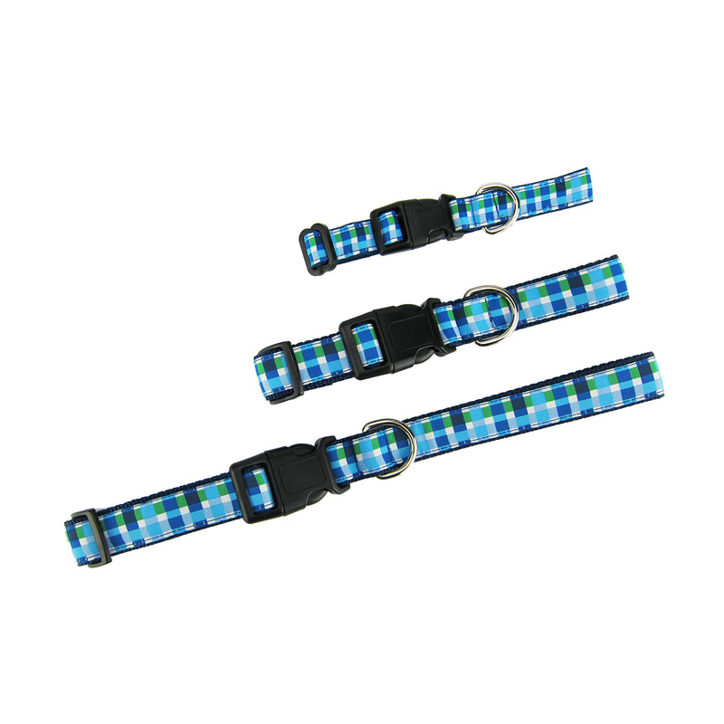 Summer Plaid (Blue) - Dog Collar