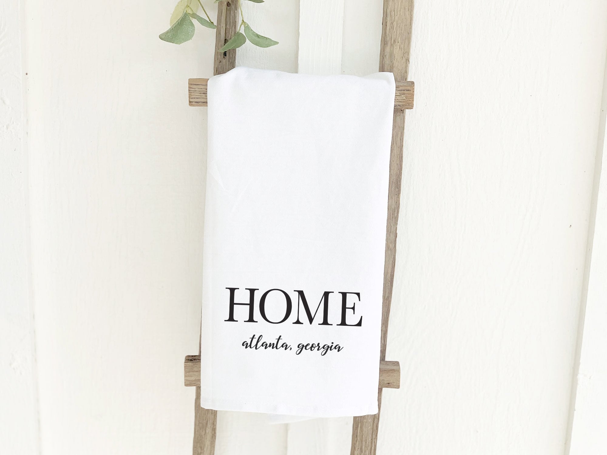 Home with City and State - Custom Cotton Tea Towel