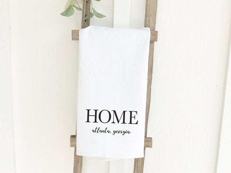 Home with City and State - Cotton Tea Towel
