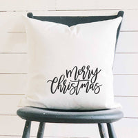 Merry Christmas Script - Square Canvas Pillow