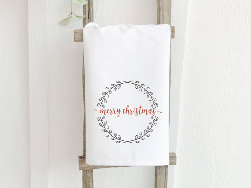 Merry Christmas Wreath - Cotton Tea Towel