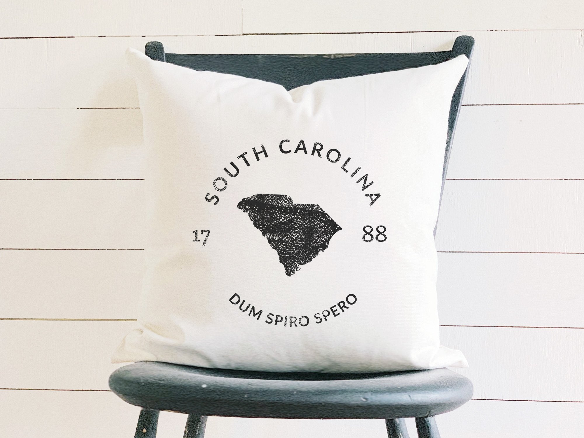 State Badge and Motto - Custom Square Canvas Pillow