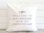 Welcome to Our Lakehouse (Canoe) - Square Canvas Pillow