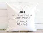 Welcome to Our Lakehouse (Fish) - Square Canvas Pillow
